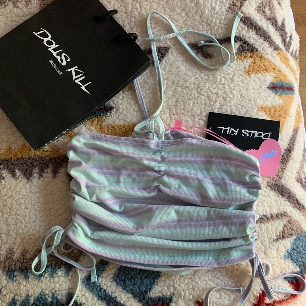 DOLLS KILL GLITTER HALTER TOP